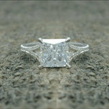 2.4Ct Princess Cut Diamond Split Band Women Solitaire Ring 14K White Gold Finish
