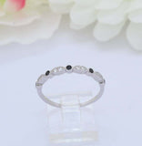 1ct Round Black Diamond Wedding Band Stackable Half Eternity 14k White Gold Over