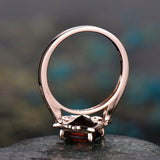 2Ct Cushion Cut Red Garnet Vintage Solitaire Engagement Ring 14K Rose Gold Over