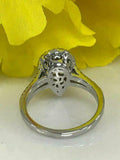 2.1ct Pear Cut Diamond Halo Split Shank Engagement Ring 14k White Gold Finish