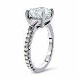 2.5ct Asscher Diamond Solitaire Ring 14K White Gold Over Trillion Round Accent