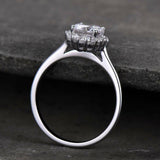 Flower Solitaire Engagement Ring 1.5ct Round Cut Diamond 14k White Gold Finish