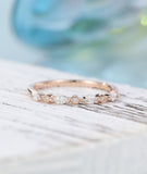 0.5ct Marquise Simulated Diamond Half Eternity Wedding Band 14k Rose Gold Plated