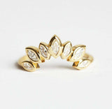 1.6ct Marquise Cut Diamond Engagement Ring 14k Yellow Gold Finish Crown Tiara