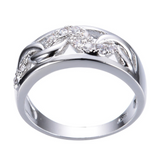 1.5ct Round Cut Diamond Engagement Ring 14k White Gold Finish Crescent Design