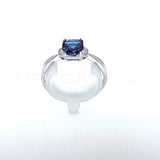 0.2ct Cushion Cut Simulated Sapphire Solitaire Accent Ring 14k White Gold Plated