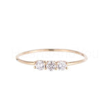 0.2ct Round Cut Moissanite Minimalist Trilogy Women Ring 14k Yellow Gold Plated