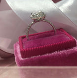 2.6ct Emerald Cut Diamond Halo Solitaire Engagement Ring 14k White Gold Finish