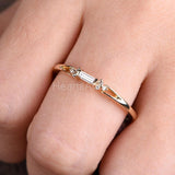0.2ct Baguette Cut Simulated Diamond Minimalist Ring 14k Yellow Gold Plated