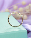 Curved Half Eternity Wedding Band 0.8ct Round Cut Diamond 14k Yellow Gold Finish