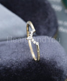 0.3ct Marquise Simulated Diamond Curved Minimalist Wedding Band 14k Gold Plated