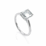 4Ct Emerald Cut DVVS1 Diamond Hidden Halo Engagement Ring 14K White Gold Finish