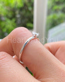 0.1ct Round Cut Moissanite Solitaire Women Engagement Ring 14k White Gold Plated