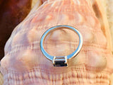 1ct Engagement Ring Radiant Cut Blue Sapphire Solitaire 14k White Gold Finish