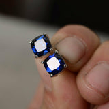 1ct Cushion Cut Blue Tanzanite Solitaire Stud Earrings 14k White Gold Finish