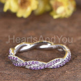 0.3ct Round Cut Simulated Amethyst Infinity Eternity Band 14k White Gold Plated
