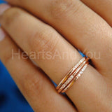0.1ct Round Cut Moissanite Minimalist Women Wedding Band 14K White Gold Plated