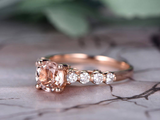 1.7ct Round Cut Morganite Engagement Ring Diamond Accents 14k Rose Gold Finish