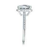 2.3ct Radiant Cut Diamond Engagement Ring Halo Solitaire 14k White Gold Finish