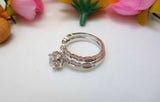 2.5ct Round Peach Morganite Engagement Ring 14k White Gold Over Halo Bridal Set
