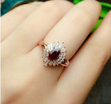 2.3ct Oval Cut Pink Ruby Engagement Ring Sunburst Ballerina 14k Rose Gold Finish