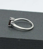 0.25ct Engagement Ring Emerald Cut Red Garnet Solitaire 14k White Gold Finish