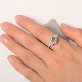 2ct Oval Cut Morganite Engagement Ring Diamond Halo Trilogy 14k WhiteGold Finish