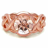 1.5ct Round Cut Peach Morganite Infinity Band Solitaire Ring 14K Rose Gold Over
