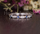 0.3ct Round Cut Simulated Sapphire Minimalist Wedding Band 14k White Gold Plated