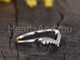 0.2ct Round Cut Moissanite Crown Tiara Women Wedding Band 14k White Gold Plated