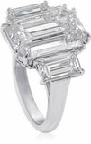 5ct Emerald Cut Diamond Gatsby Trilogy Engagement Ring 18K White Gold Finish