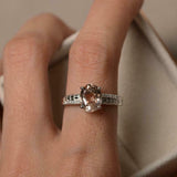 2ct Oval Cut Peach Morganite Diamond Accents Solitaire Ring 14k WhiteGold Finish