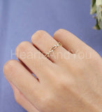 0.1ct Round Cut Moissanite Twig Stacking Wedding Band 14k Yellow Gold Plated