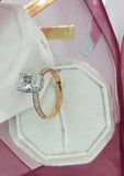 2.5ct Radiant Cut Diamond Accent Solitaire Engagement Ring 14k Dual Gold Finish