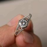 1ct Round Cut Diamond Engagement Ring 14k White Gold Finish Hollow Solitaire