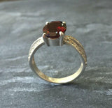 1.6ct Engagement Ring Oval Cut Red Garnet Split Shank 14k White Gold Finish