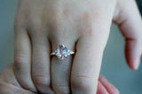 3.15ct Oval Cut Morganite Solitaire Ring 14k Rose Gold Finish with Round Accents