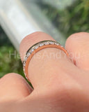 0.5ct Round Cut Moissanite Dual Row Eternity Wedding Band 14k Yellow Gold Plated