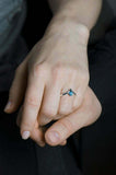 0.5ct Round Cut Blue Topaz Engagement Ring Solitaire ByPass 14k White Gold Over