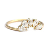1.5ct Pear Cut VVS1D Diamond Engagement Ring 14k Yellow Gold Finish Flower Petal