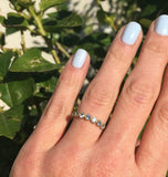 1.2ct Wedding Band Round Blue Aquamarine Milgrain Stackable 14k Yellow Gold Over
