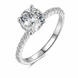 1.5ct Round Diamond Engagement Ring Solitaire with Accents 14k White Gold Finish