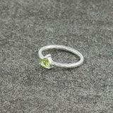 0.4ct Engagement Ring Trillion Cut Green Peridot Solitaire 14k White Gold Finish