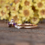 0.15ct Round Cut Moissanite Minimalist Women Wedding Band 14k Rose Gold Plated