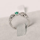 0.5ct Round Cut Green Emerald Filigree Split Shank Ring 14k White Gold Finish