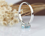 3.4ct Emerald Blue Aquamarine Engagement Ring Diamond Petite 14k White Gold Over