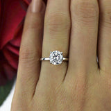 1CT ROUND CUT VVS1 D DIAMOND SOLITAIRE ENGAGEMENT RING 14K WHITE GOLD FINISH