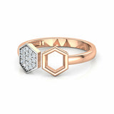 1Ct Round Cut Diamond Hexagon Shape Open Engagement Ring 14K Rose Gold Finish