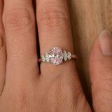2.3ct Engagement Ring Oval Peach Morganite Stylish Art Deco 14k WhiteGold Finish