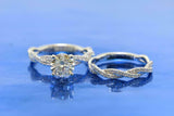 2.5ct Round Cut Diamond Engagement Ring Infinity Trio Set 14k White Gold Finish